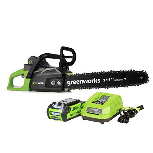 Greenworks 14-Inch 40V Cordless Chainsaw, 2.0 AH Battery Included