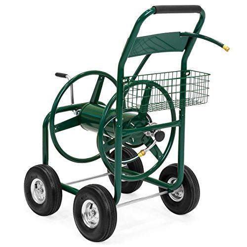 Best Choice Products 300ft Water Hose Reel Cart w/ Basket for Outdoor Garden