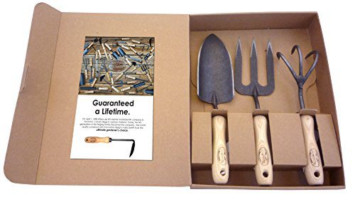 Dewit 3-Piece Tool Gift Set with 3-Tine Cultivator, Forged Trowel