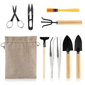 LIHAO 9 Piece Basic Bonsai Tools Set, Includes Pruning Shears