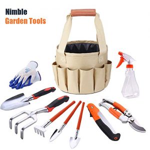 Garden Tools Set - Collapsible Gardening Bag,10 Piece Heavy Duty Gardening Kit