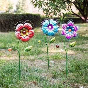 Garden Stake Outdoor Plant Pick Cute Metal Flower Stick Art Ornament Decor