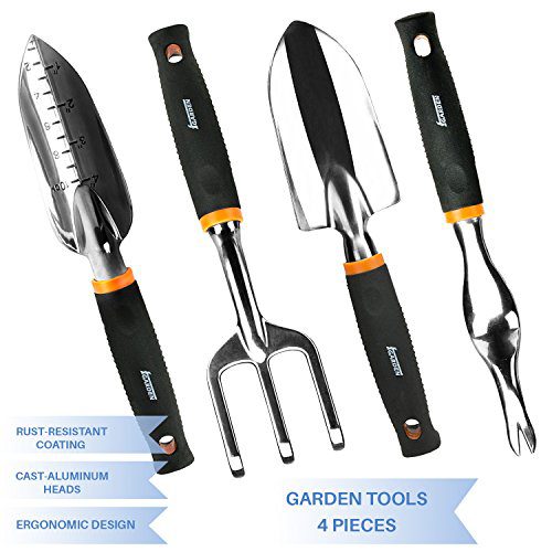 iGarden Garden Tools Set 4 Piece Garden Kit With Trowel,Cultivator,Transplanter