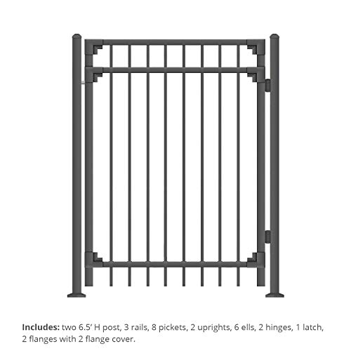 XCEL - Black Steel Fence Gate Cortina Style Flat End Pickets