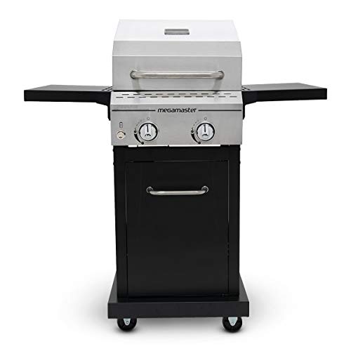 Megamaster Propane Gas Grill, Stainless Steel + Black