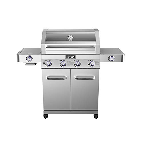 Monument Grills Clearview Lid 4 Burner with Side Sear Burner Propane