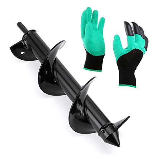 Skelang 3"×12" Gardening Auger Spiral Drill Bit with Garden Genie Gloves