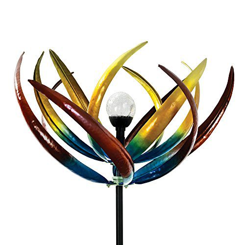 The Original Solar Multi-Color Tulip Wind Spinner-Solar Powered Glass Ball