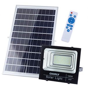 CHINLY 100W Solar Powered Flood Lights, Outdoor Street Lighting