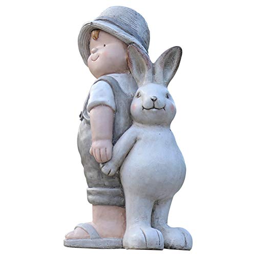 Garden Bunny Statue, Garden Sculpture Boy Elf Creative