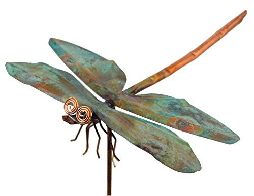 Modern Artisans American Made Copper Dragonfly Garden Sculpture & Stake