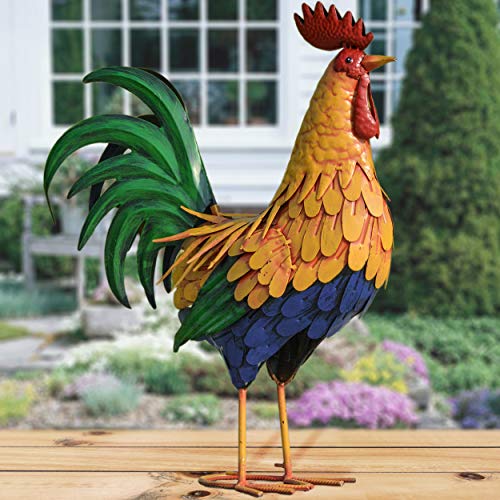 TERESA'S COLLECTIONS 21inch Metal Rooster Decor Garden Statues