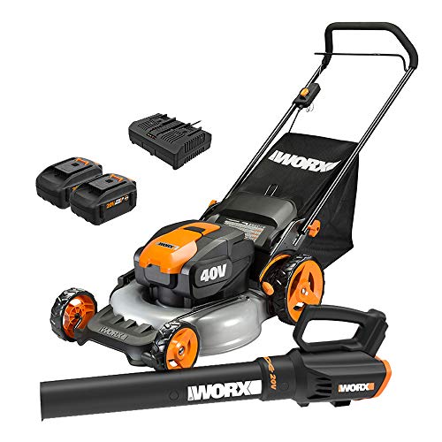 WORX 20-inch Cordless Lawn Mower and Power Share Cordless Turbine Blower