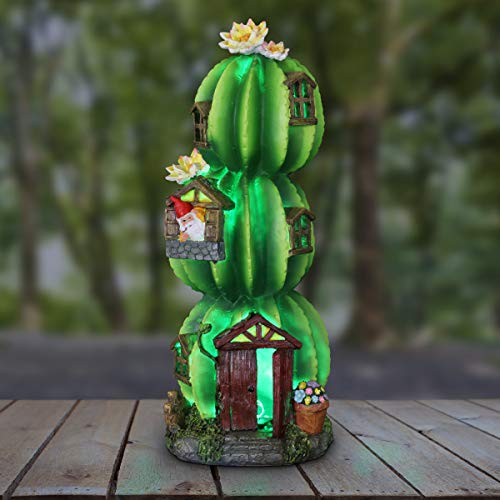 Exhart Three Stacked Resin Cactus House w/Gnome