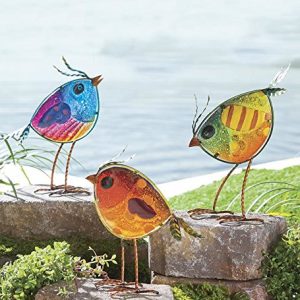 Wind and Weather Colorful Glass Bird Statues