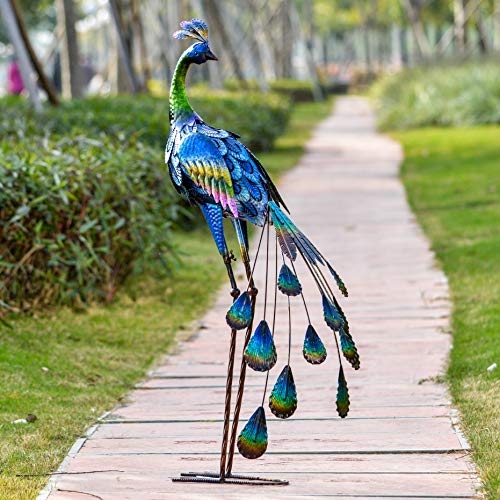 TERESA'S COLLECTIONS 35inch Metal Decorative Peacock Standing Art