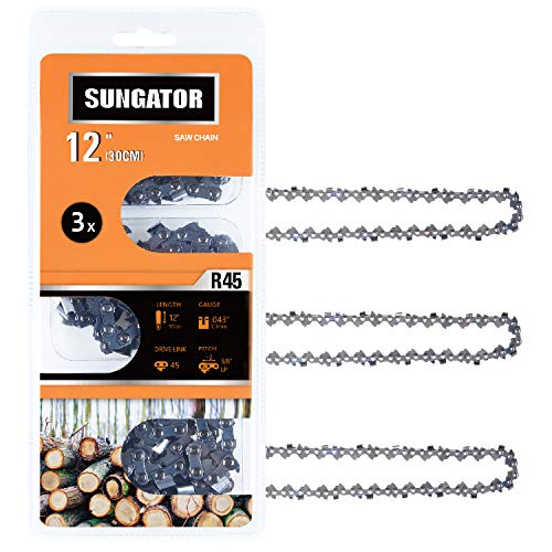 SUNGATOR 3-Pack 12 Inch Chainsaw Chain , 3/8" LP Pitch - .043" Gauge