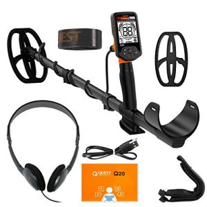 Quest Q20 Metal Detector with 9.5x5 TurboD Waterproof Search Coil