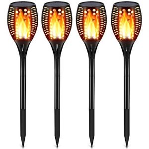 TomCare Solar Lights Upgraded, Waterproof Flickering Flames Torches Lights