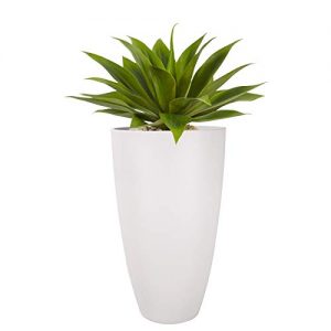 Tall Planters Outdoor Indoor - 20 inch Modern White Flower Pots