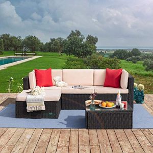Tuoze 5 Pieces Patio Furniture Sectional Set Outdoor All-Weather PE Rattan Wicker