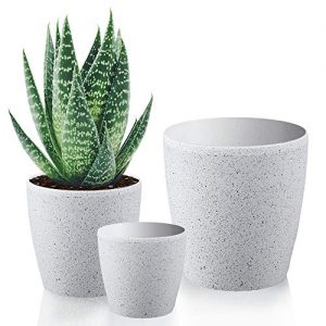Worth Garden Resin Planter Sandstone Touch Set of 3, White Round Flower Pots
