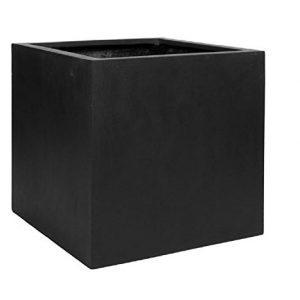 Black Square Large Planter Box - Indoor Outdoor Pot - Elegant Cube Shaped