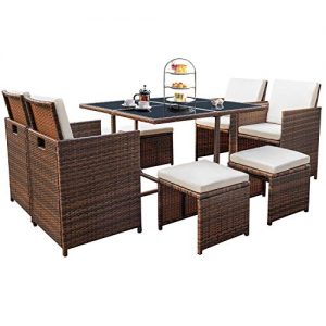 Devoko 9 Pieces Patio Dining Sets Outdoor E Saving Rattan Devoko 9 Pieces Patio Dining Sets
