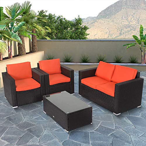 Kinbor 4 PCs Rattan Patio Outdoor Furniture Set Garden ... (500 x 500 Pixel)