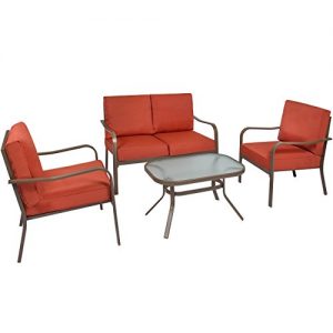 Best Choice Products 4-Piece Cushioned Metal Conversation Set