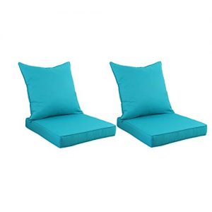 Outdoor Deep Seat Chair Cushion Set - Replacement Cushions for Patio Furniture with Water Resistant Fabric, Turquoise