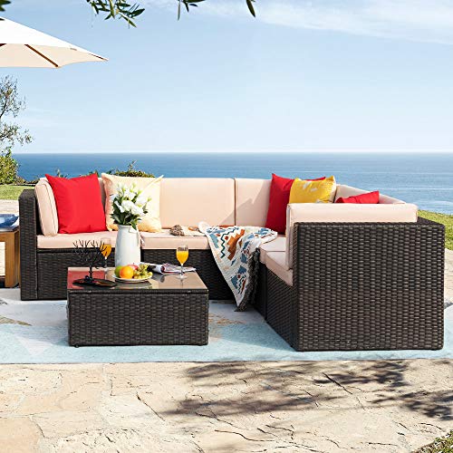Homall 6 Pieces Patio Furniture Sets Outdoor Sectional Sofa All Weather
