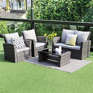 Wisteria Lane 5 Piece Outdoor Patio Furniture Sets, Wicker Ratten Sectional Sofa