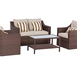 SOLAURA Outdoor Fully Woven 4-Piece Conversation Furniture Set