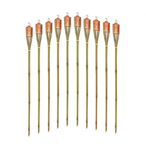 Espero Mr. Garden Bamboo Torches - Set of 10 Includes Metal Oil Canisters