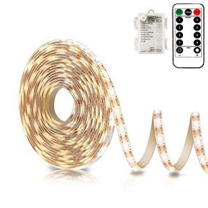 Battery Powered Led Strip Lights with Remote Warm White, 8 Modes