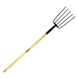 Lavo Home Professional 61" Pitchfork with 5 Tines - Coated Stainless Steel Head with Wood Handle Manure Bedding Fork