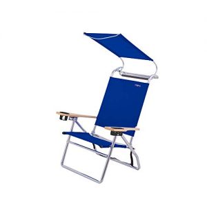 Copa Big Tycoon 4 Position Portable Lightweight Folding Aluminum Beach Lounge Chair with Canopy, Blue