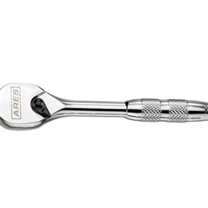 ARES 42001-1/4-Inch Drive 90-Tooth Full Polish Ratchet - Premium Chrome Vanadium Steel Construction & Chrome Plated Finish - Low Profile 90-Tooth Reversible Design with 4 Degree Swing