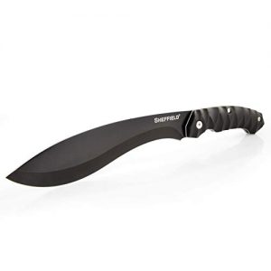 Sheffield 12145 McCall 8.5” Kukri Blade Tactical Machete with Sheath | Perfect All-Purpose Knife for Hunting, Survival Kits, Whittling, Chopping | Full Tang | 5” ABS Handle Grips Strong