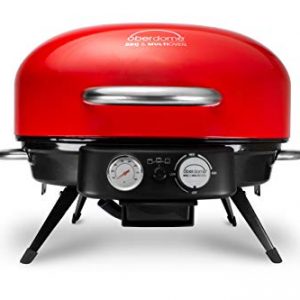 oberdome EZQ-4016R EZQ-4016B Electric BBQ & Multi-Oven, Portable for Outdoor use, 3 Heat Combination Settings, Grill, Bake, and Roast with Domelok Technology, Red