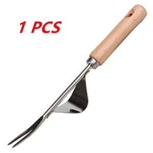 Efaster Garden Hand Weeder Manual Weed Puller Bend-Proof Premium Gardening Tool for Weeding Your Garden - Heavy Duty Stainless Steel, Smooth Natural Ash Wood Handle (1 Pcs)
