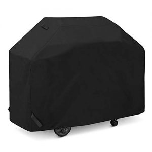 SunPatio Gas Grill Cover 60 Inch, Outdoor Heavy Duty Waterproof Barbecue Grill Cover, UV and Fade Resistant, All Weather Protection for Weber Charbroil Brinkmann Grills and More, Black