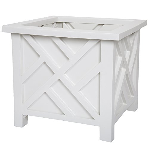 Plant Holder – Planter Container Box for Garden, Patio, and Lawn – Outdoor Decor by Pure Garden – White