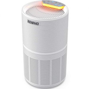 RENPHO Air Purifier for Allergies and Pets Hair with HEPA Filter, Home Large Room 220 SQ.FT, Quiet Compact Air Cleaner Odor Eliminators in Bedroom for Mold, Smoke, Germ, Dust and Pollen, Night Light