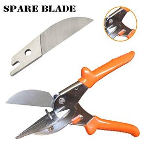 Multi Angle Miter Cutter | Plus Spare Blade | Hand Shear Multipurpose Tool | Cuts 45-135 Degrees | Stainless Steel with Rubber Handle & Safety Lock | Also Called Trim, Chamfer & Quarter Round Cutters