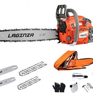 LaGinza LG4610 46CC 16-inch 20-inch 2IN1 Gas Powered Chainsaw with Carrying Case, Orange/Gray