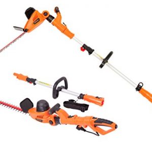 GARCARE 4.8A Multi-Angle Corded 2 in 1 Pole and Portable Hedge Trimmer with 20 Inch Laser Blade