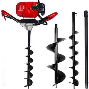 ECO LLC 52cc 2.4HP Gas Powered Post Hole Digger with Two Earth Auger Drill Bit 6" & 10" + Extention