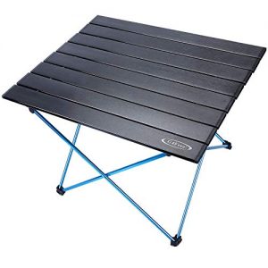 G4Free Portable Camping Table Aluminum Folding Table Compact Roll Up Tables with Carrying Bag for Outdoor Camping Hiking Picnic(Black Medium)
